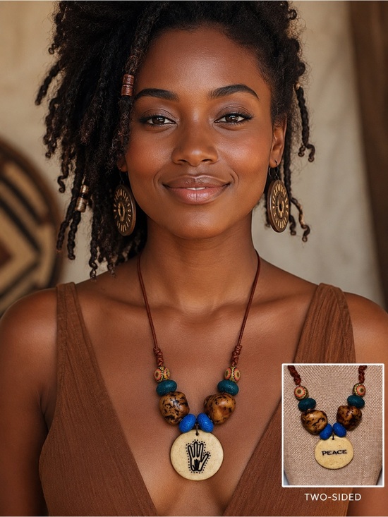 Hand Crafted Jewelry - Hand Crafted Tribal Necklace Earthy Style